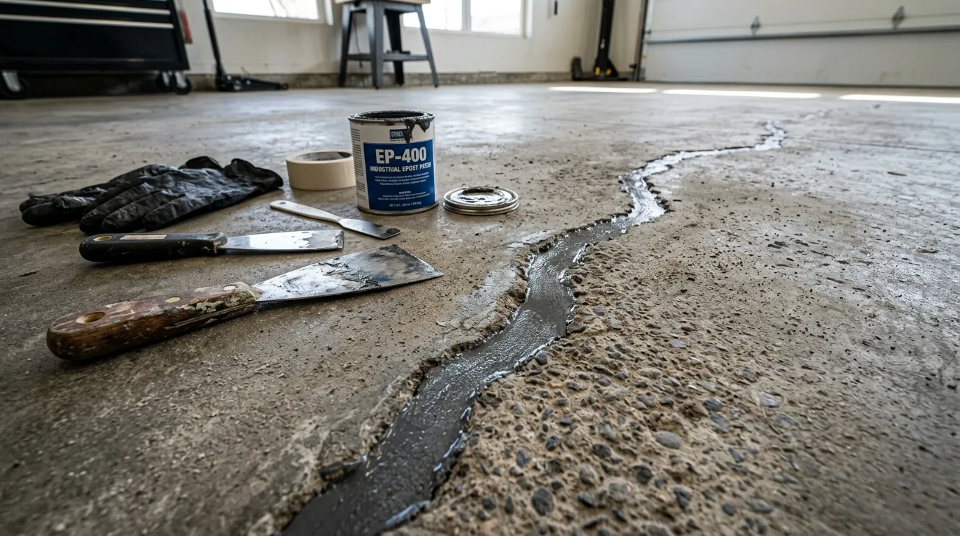 Epoxy floor repair Denver Colorado garage crack filling and surface restoration